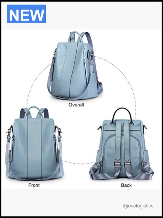 Leather Backpack Purse for Women Anti-theft Rucksack 3-in-1 Medium